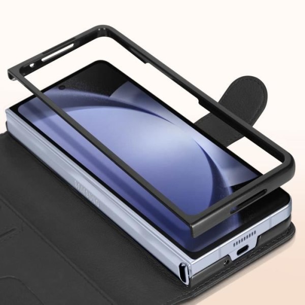 Etui, der er kompatibelt med Samsung Galaxy Z Fold 5 kortholder, sort etui