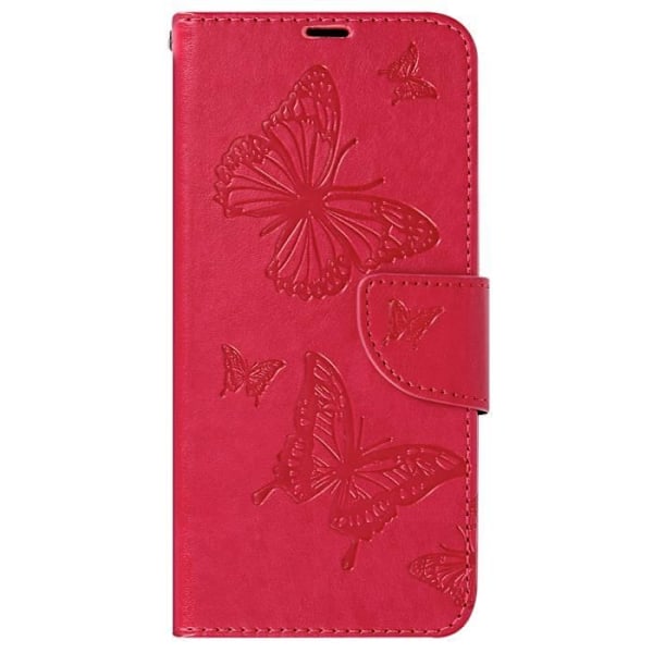 Taske til Samsung A35 5G Butterfly tegnebog med håndstrop Pink