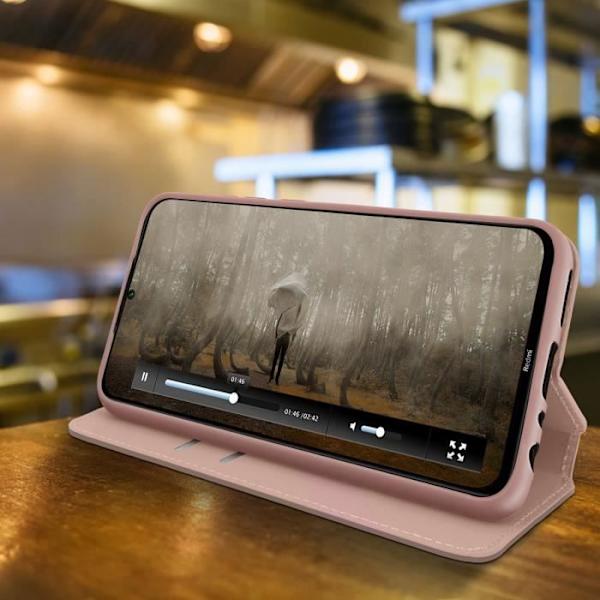 Housse - AVIZAR - Xiaomi Redmi Note 8 - Ekologisk läder - Rose Gold - Stöd funktion Rose guld
