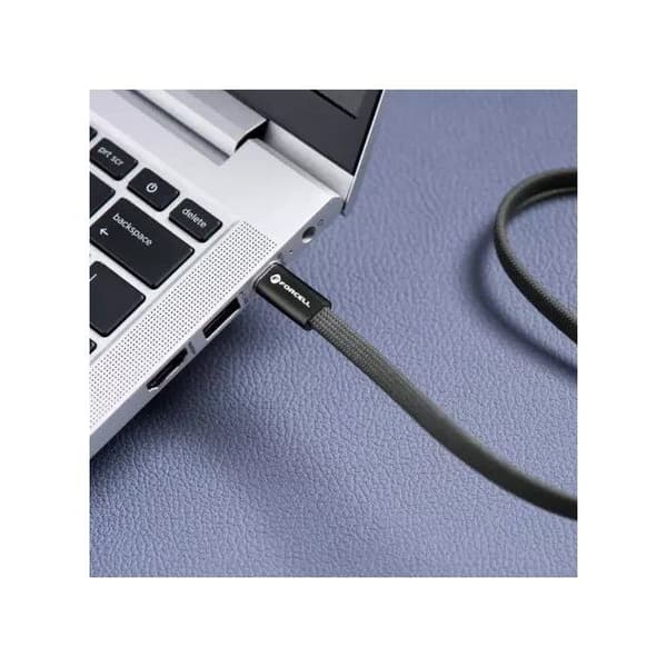 Forcell USB-kaapeli USB C - USB C F-Energy QC4.0 PD 3A 60W Cafule Flat 1,2 m CCFN23 musta