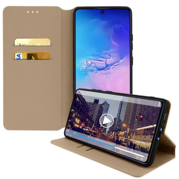 Suojus Samsung Galaxy S10 Lite Folio Lompakkotelineen Function Gold -puhelimelle