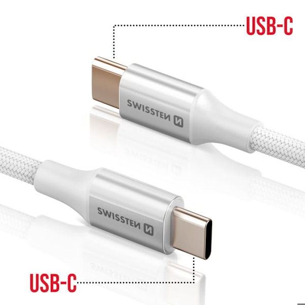 USB-C - USB-C Anti-solmuingatanköyhteinen Kääre Valkoinen Vit