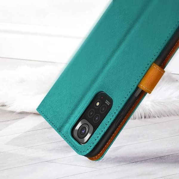 Xiaomi Redmi Note 11 ja 11s kotelo - AVIZAR - Mandala Turquoise Video Support Wallet Turkos