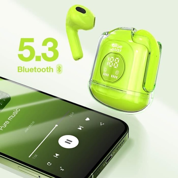 Bluetooth-kuulokkeet Sisäänrakennettu mikrofoni Akunkesto 5 tuntia Sininen tähti Limevihreä Grön