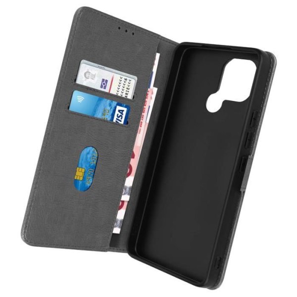 Xiaomi Redmi A1 2022 Wallet Flip and Video Holder -suojus harmaa