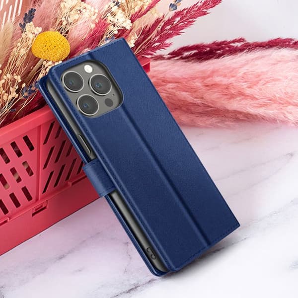 Étui Portefeuille til iPhone 13 Pro Max med understøttelse og magnetisk flap Zanaé Mørkeblå Blå