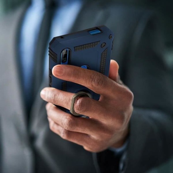 Coque - ILMOITUS - Huawei P Smart / Y9 Prime 2019 - Kaksikomponenttinen - Video-tuki rengas - Sydänsininen Midnattsblå
