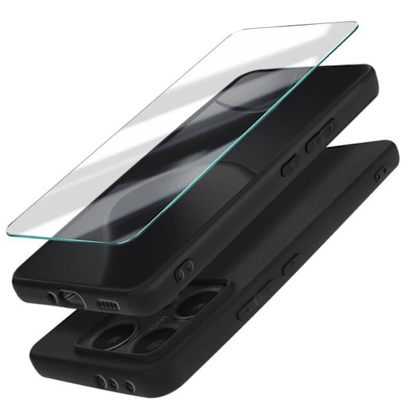 Coque til Xiaomi 14T Silikone Soft Touch og 3mk Tempereret Glas Sort Svart