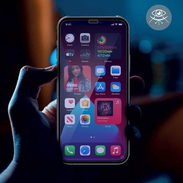 Film till Apple iPhone 12/12 Pro i anti-blått ljus organiskt glas - FORCE GLASS Transparent