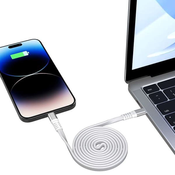 USB-C-kabel - FORCE POWER - Effekt 60W 3A - Förstärkt platt 1.2m - Flätad nylon - Magnetisk förvaring