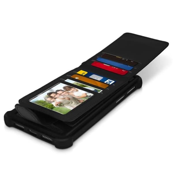 Smartphone Case 4,7" til 5,0" Universal Silikone Case Kortholder - Sort L Svart