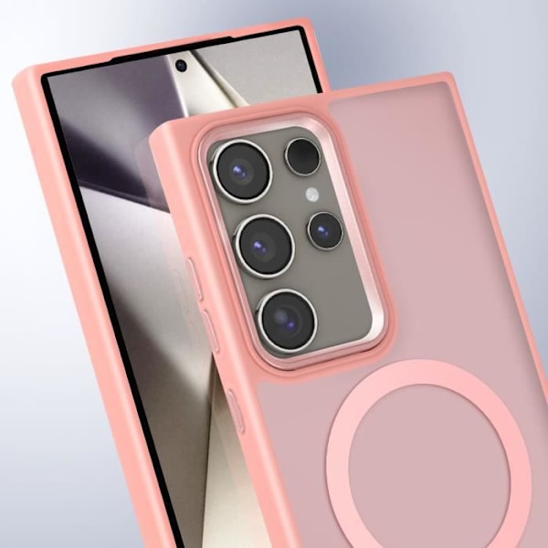 MagSafe-skal för Samsung Galaxy S24 Ultra Matt Frostad Baksida Rosa Kant Rosa