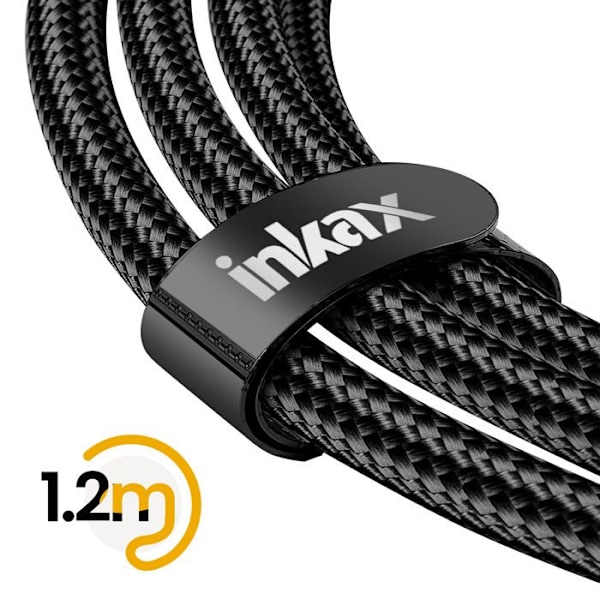 USB 3 in 1 -kaapeli USB-C:hen / Micro-USB:hen / Lightning -punottu 1.2m Inkax Musta Svart