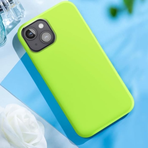 Etui til iPhone 15 Halvstivt mikrofiberinteriør med hævede kanter Moxie Lime Green Grön