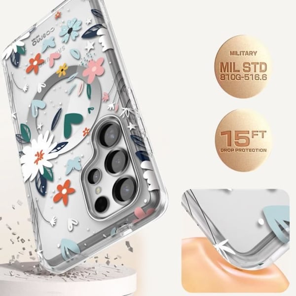 Heltäckande skal med blommor för Samsung Galaxy S25 Ultra kollektio Cosmo I-Blason Transparent Transparent