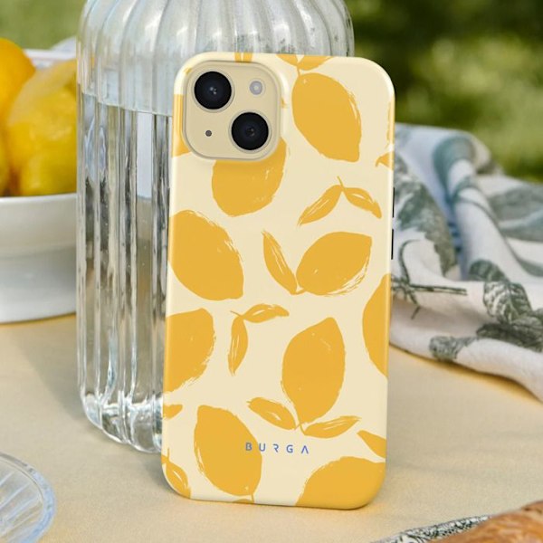 Coque MagSafe til iPhone 15 Plus Elegant Mønster Lemon Tart Burga Gul Gul