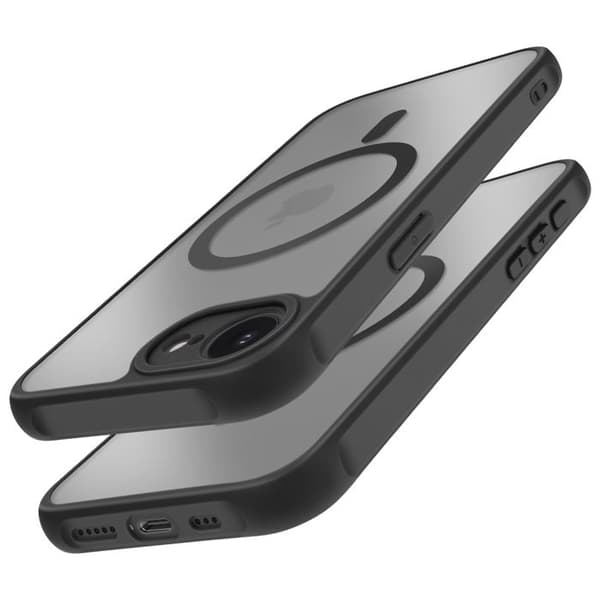 Coque - MagSafe - iPhone 16e - Mat Frostet Bagside - Sort Kant - Antiskel Svart