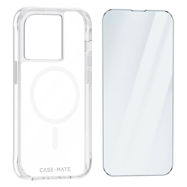 Coque MagSafe - Case Mate - iPhone 15 Pro Max - Läpinäkyvä - 9H karkaistu lasi - 3m suojaus Vit