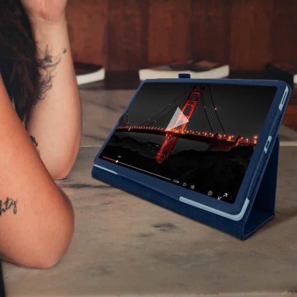 Etui - AVIZAR - Galaxy Tab S6 Lite - Øko-læder Soft Touch - Video Støtte - Blå 10,5 inch Blå