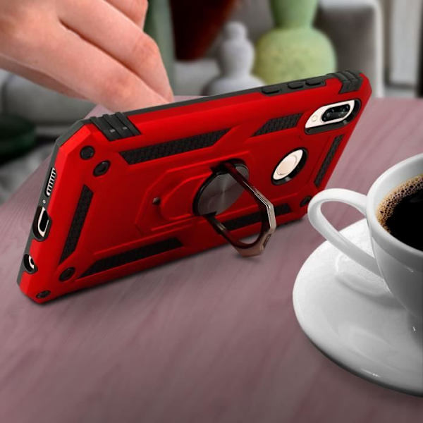 Coque - ILMOITTAA - P20 Lite - Bi-materiaalit - Kiinnitysrenkaat - Punainen videotuki Röd