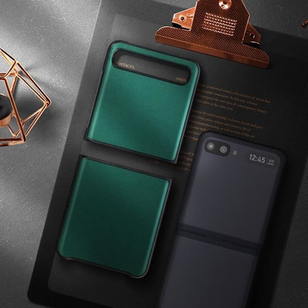 Coque - AVIZAR - Galaxy Z Flip - Äkta Läder - Mörkgrön - Heltäckande Skydd Mörkgrön