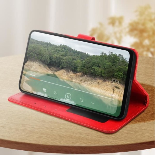 Kotelo Oppo A38 Vintage Design Flip Wallet Video Support Red