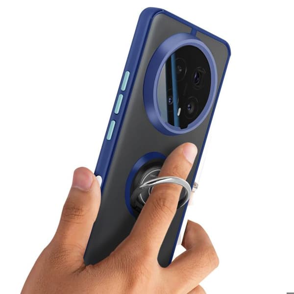 Cover til Honor Magic 8 Pro med ringstøtte og magnetisk fastgørelse i blå Blå
