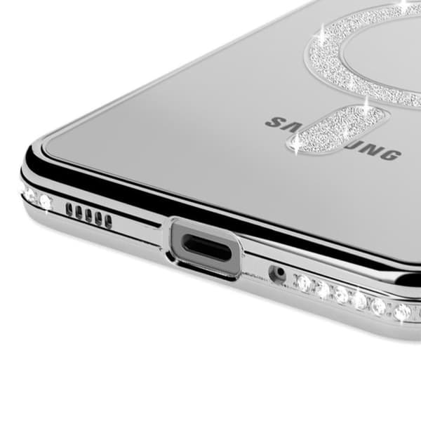 Coque - Samsung - Galaxy A16 - Diamant - Strass Silver - Kompatibel med MagSafe Grå