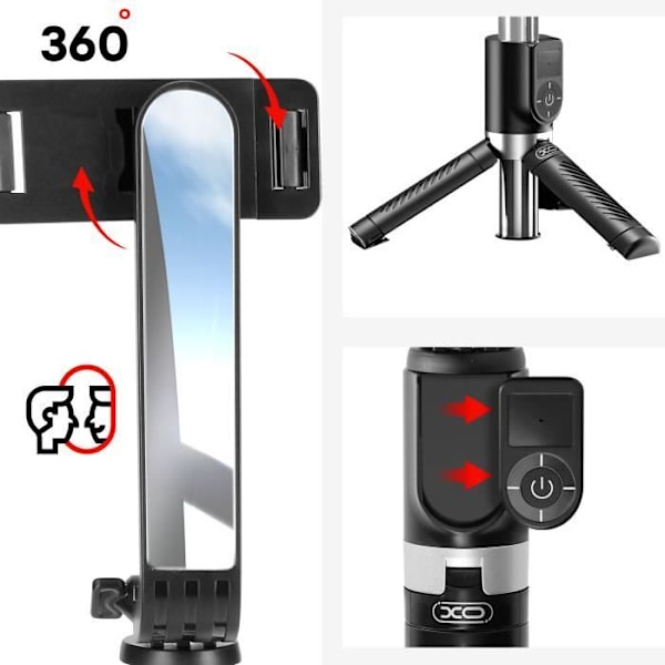 Integreret Bluetooth Selfie Stick Udtrækkelig 80 cm XO Sort