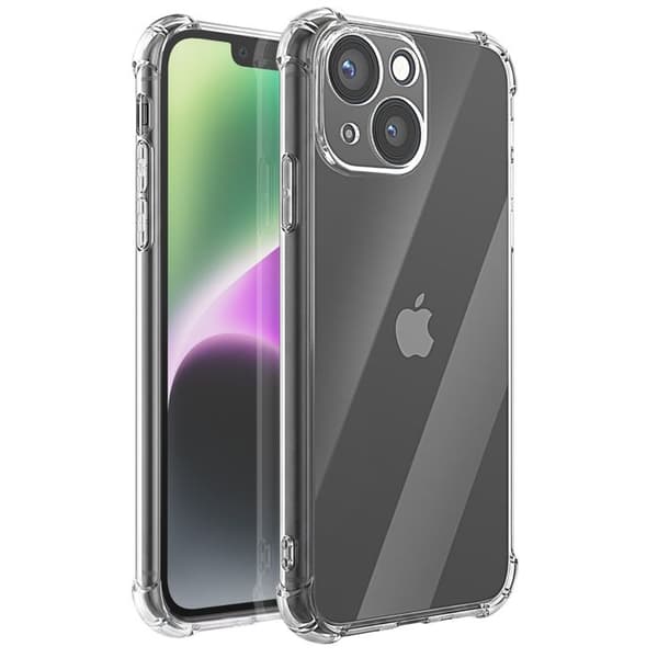 Silicone Cover til iPhone 14 Stødabsorberende med Forstærkede Hjørner Mayaxess Transparent Vit