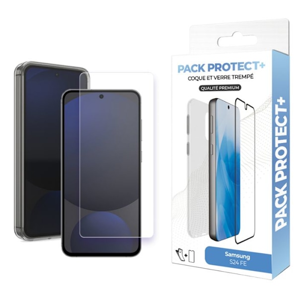 Skyddspaket för Galaxy S24 FE TPU-skal och 7H härdat glas Moxie Transparent Vit