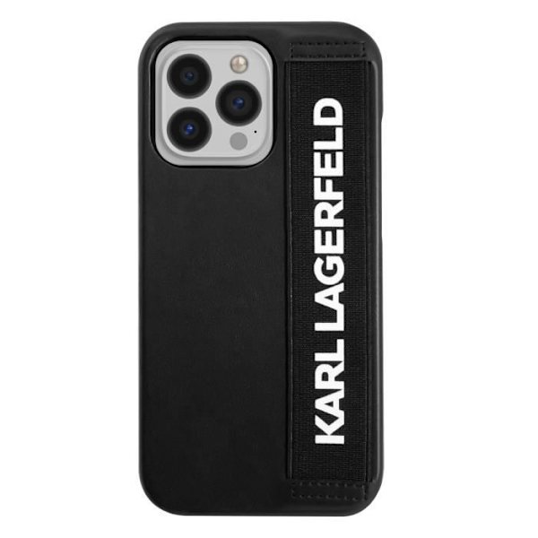 Fodral till iPhone 13 Pro - KARL LAGERFELD - Elastisk rem Svart - Stötsäker Svart