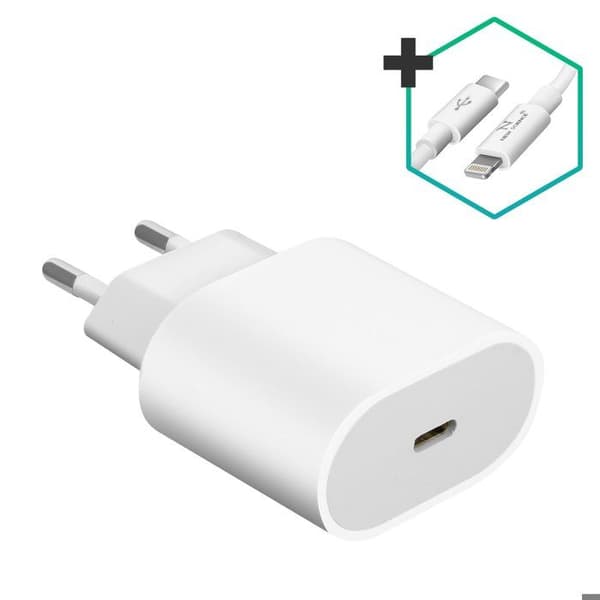 USB-C-lataaja 20W - AVIZAR - iPhone/iPad - Lightning-kaapeli - Nopea lataus - Valkoinen Vit