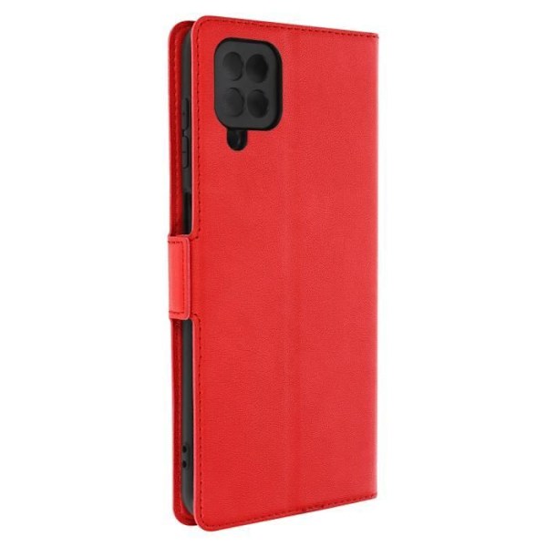 Housse - AVIZAR - Samsung Galaxy A12 - Øko-læder rød - Portekort - Video støtte Röd