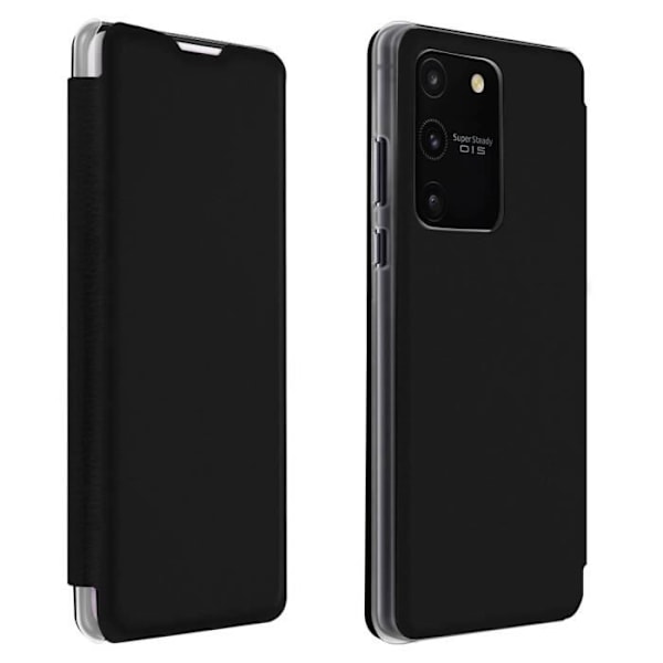 Étui Galaxy S10 Lite - AVIZAR - Ekologiskt läder med textur - Stötskydd - Rep säker - Kortfack Svart Svart