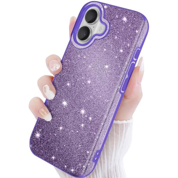Cover til iPhone 17 - AVIZAR - Bi-Materiale - Glitrende - Skærmbeskyttelse - Strop Tilbehør Lila