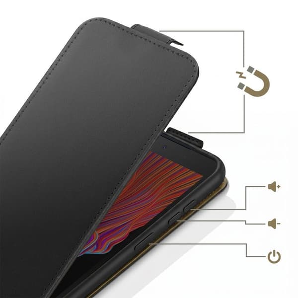 Vertikal Magnetisk Klapetui til Galaxy Xcover 5 med Kortlomme Sort