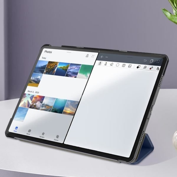 Etui til Samsung Tab A9 Plus Flip Trifold Support Video og Keyboard Midnight Blue Blå
