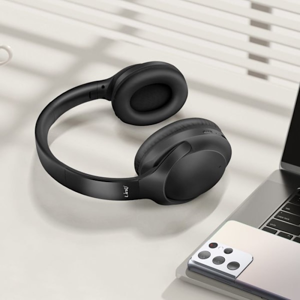 Bluetooth Hovedtelefoner med Støjdæmpning, Sammenklappelige LinQ Sort Svart