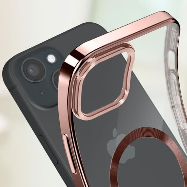 Coque MagSafe - AVIZAR - iPhone 15 - Silikoni - Kameran Suoja - Vaaleanpunainen Kromireunus Rosa