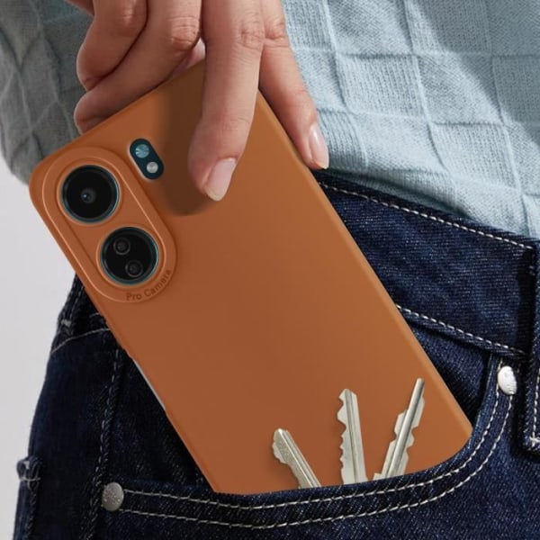 Fodral till Xiaomi Redmi 13C - AVIZAR - Matt silikon - Kameraskydd - Brun kastanj