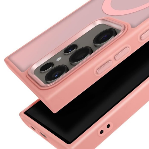 MagSafe-skal för Samsung Galaxy S24 Ultra Matt Frostad Baksida Rosa Kant Rosa