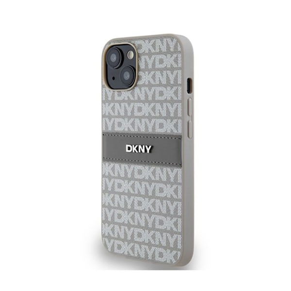 DKNY Leather Mono Stripe & Metal Logo - iPhone 14/15/13 Fodral (beige)