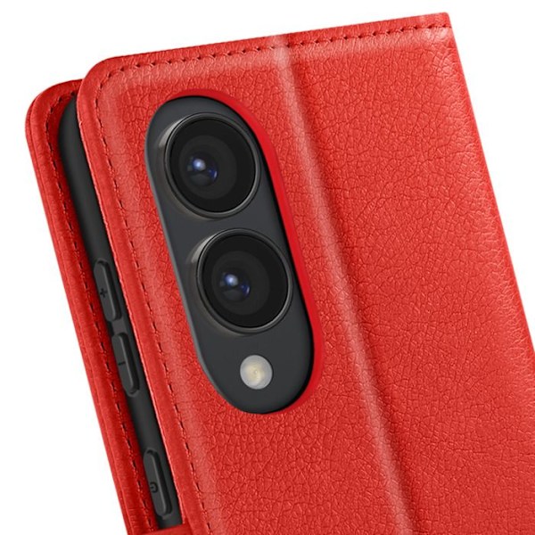 Etui til Samsung Galaxy S25 Edge Klap Pung og Videostativ Rød Röd