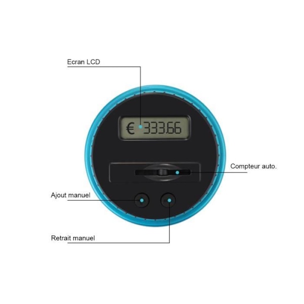 Elektronisk sparegris - TECHKIDS - Euro - Stor kapacitet - LCD-skærm Transparent