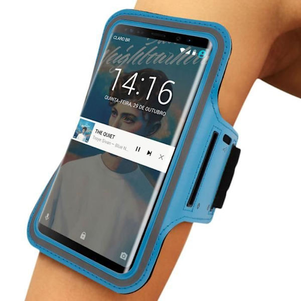 Sport Armband Smartphone regntätt fodral Window Touch Turkos Turkos
