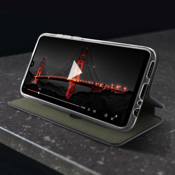 Fodral - Huawei - P smart 2020 - Läder av nötkött - Video stöd - Mörkblå Midnattsblå