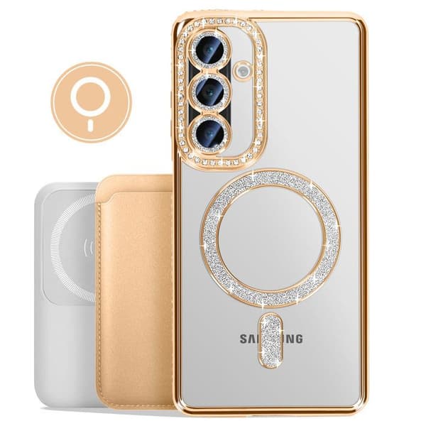 Fodral - AVIZAR - Galaxy A26 - Gyllene Strass - Slitstark - Kompatibel med MagSafe Gul