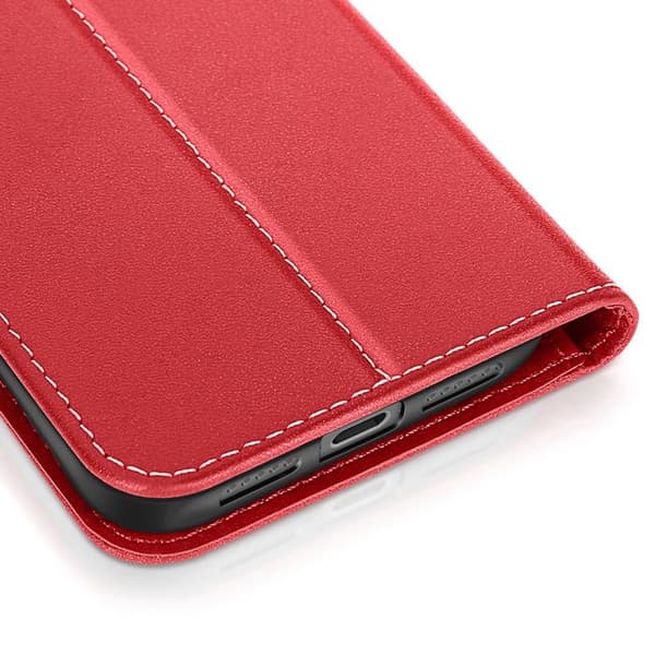 Pung Etui - AVIZAR - iPhone 17 Pro Max - Premium Læder - Rød - Ståfunktion Röd