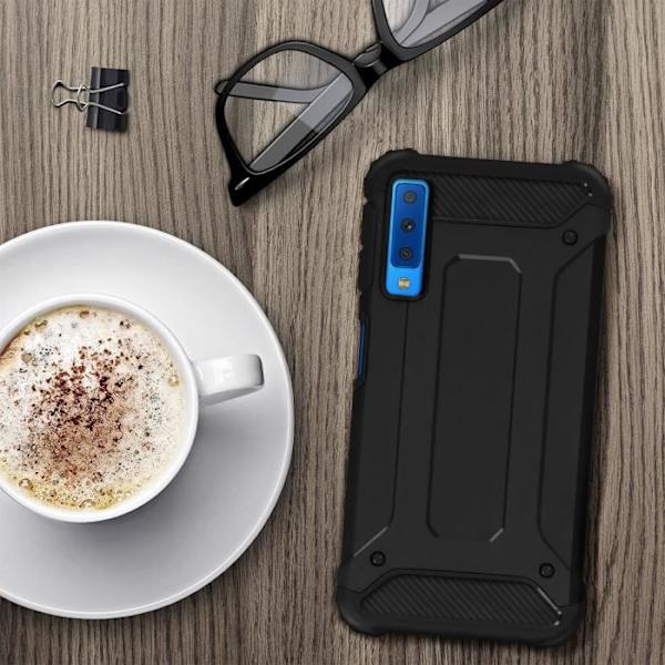 Coque - Samsung - Galaxy A7 2018 - Skydd i två material - Stötabsorberande - Svart Svart